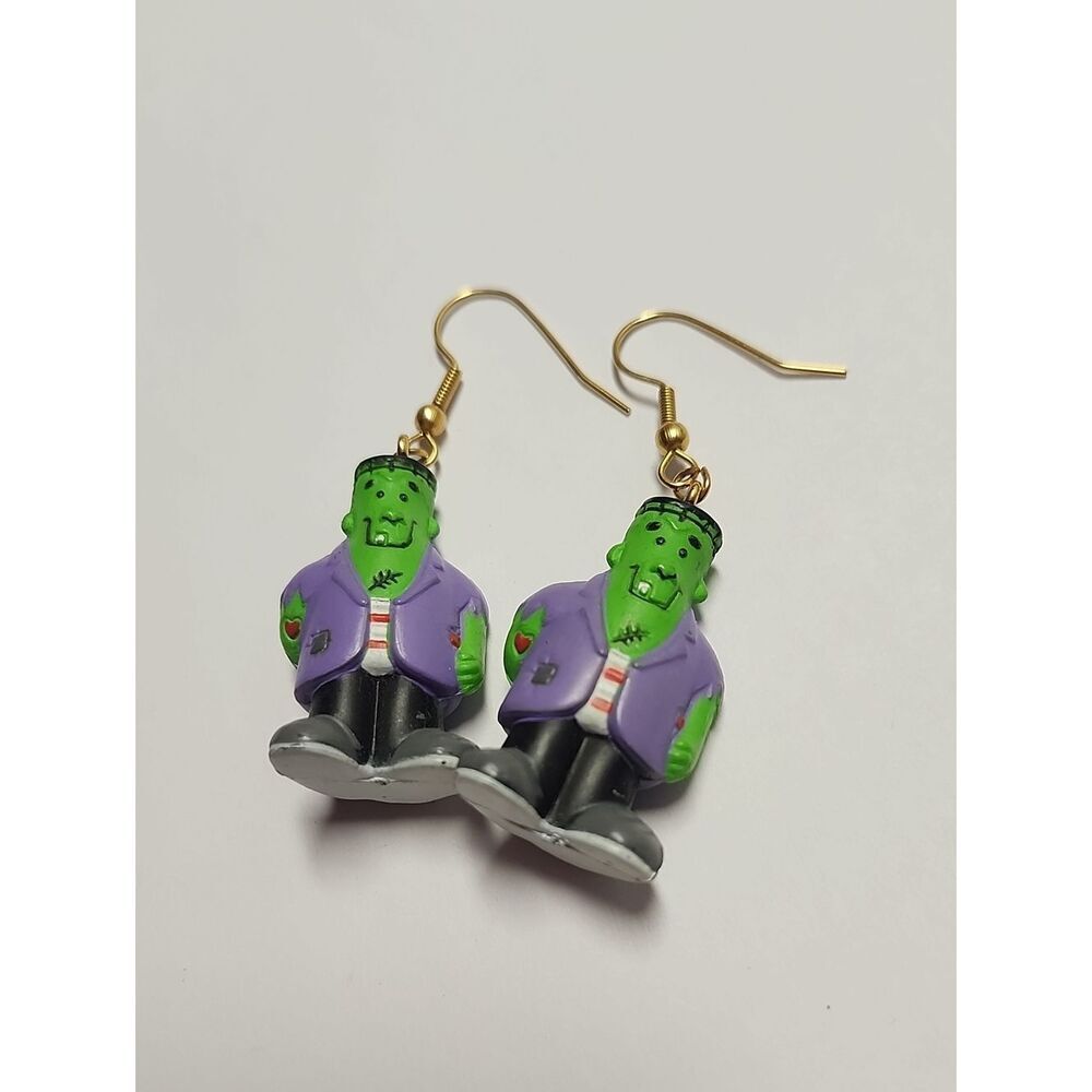 Vintage GGI Frankenstein Halloween Novelty Earrings Set Dangle